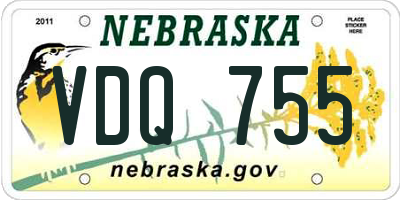 NE license plate VDQ755