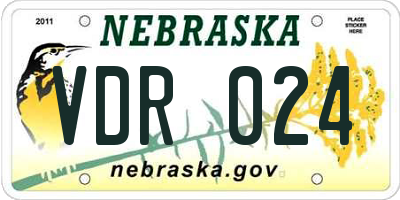 NE license plate VDR024