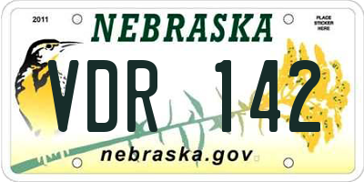 NE license plate VDR142