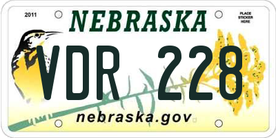 NE license plate VDR228