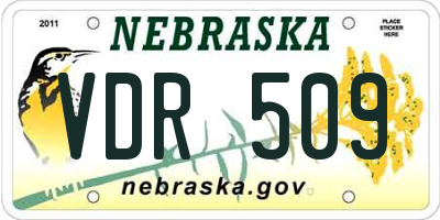 NE license plate VDR509
