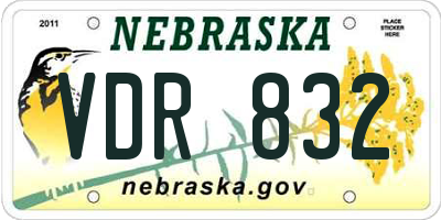 NE license plate VDR832