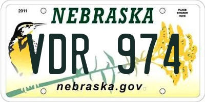 NE license plate VDR974