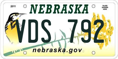 NE license plate VDS792