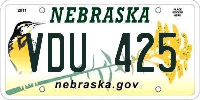 NE license plate VDU425