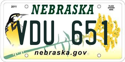 NE license plate VDU651