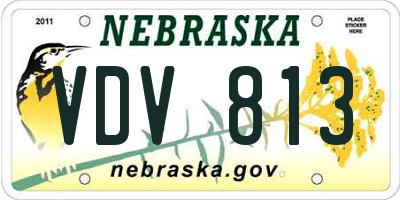 NE license plate VDV813