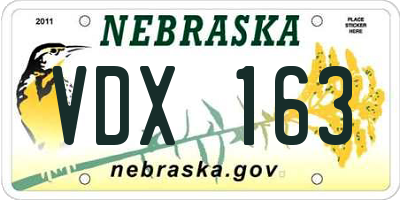 NE license plate VDX163