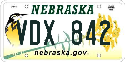 NE license plate VDX842