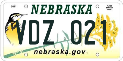 NE license plate VDZ021