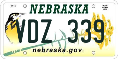 NE license plate VDZ339