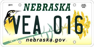 NE license plate VEA016