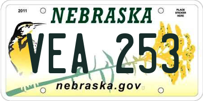 NE license plate VEA253