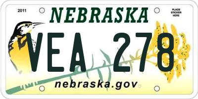 NE license plate VEA278
