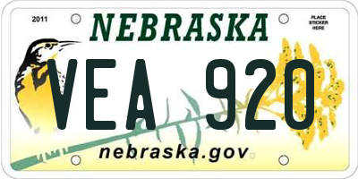 NE license plate VEA920