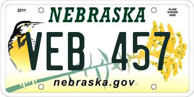 NE license plate VEB457