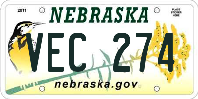 NE license plate VEC274
