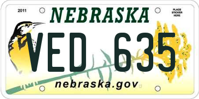 NE license plate VED635