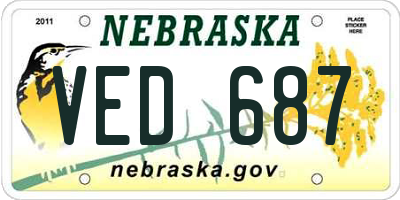 NE license plate VED687