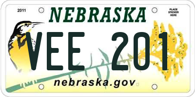 NE license plate VEE201