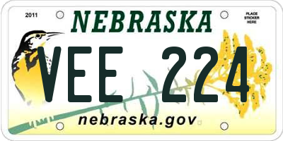 NE license plate VEE224