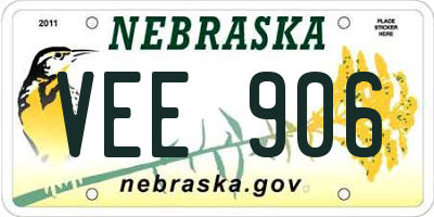 NE license plate VEE906
