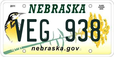 NE license plate VEG938