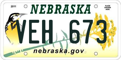 NE license plate VEH673