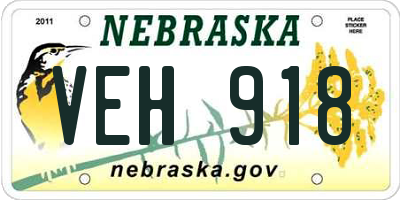 NE license plate VEH918