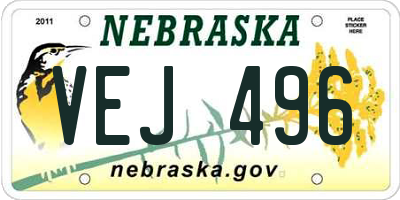 NE license plate VEJ496