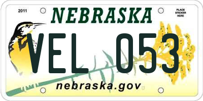 NE license plate VEL053