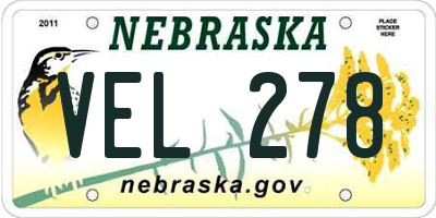 NE license plate VEL278