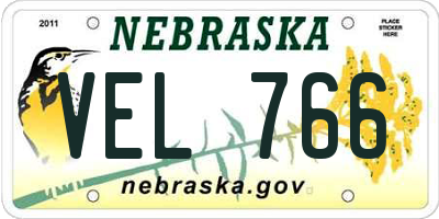 NE license plate VEL766