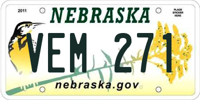 NE license plate VEM271