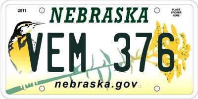 NE license plate VEM376