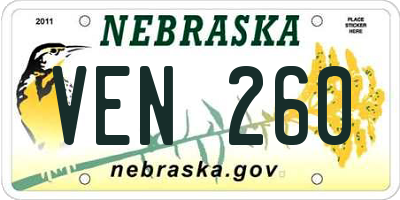 NE license plate VEN260