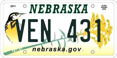 NE license plate VEN431