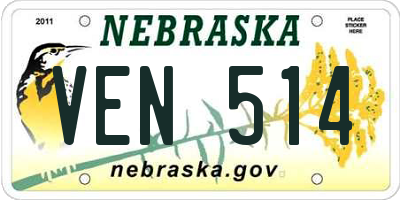 NE license plate VEN514
