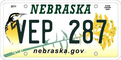 NE license plate VEP287