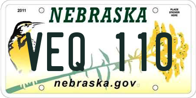 NE license plate VEQ110