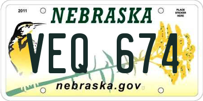 NE license plate VEQ674