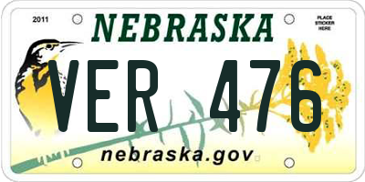 NE license plate VER476