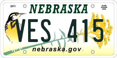 NE license plate VES415