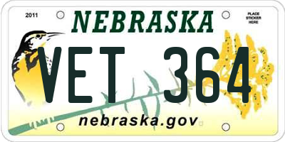 NE license plate VET364