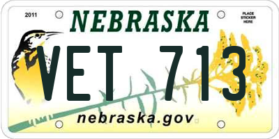 NE license plate VET713