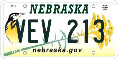 NE license plate VEV213