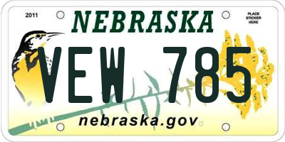 NE license plate VEW785