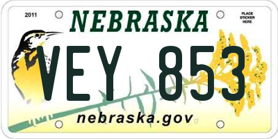 NE license plate VEY853