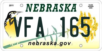 NE license plate VFA165
