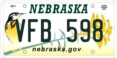 NE license plate VFB598